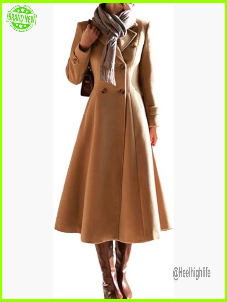 Long Wool Peacoat Double Breasted Trench Blazer Jacket With Pockets